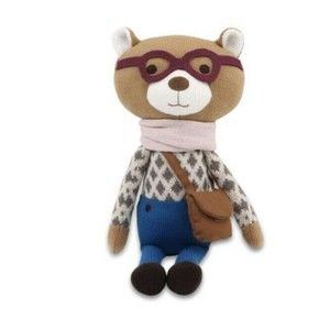 The Peanutshell Bear Knit Stuffed Toy Baby Nursery Decor Glasses Purse Plush Toy